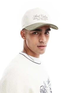 River Island Script Cap In Ecru And Khaki For Men -Layered Clothes 208251227 1 khaki 1