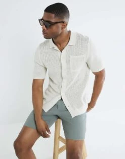 River Island Belted Chino Shorts In Green - Medium For Men