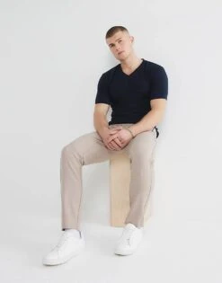 River Island Textured Smart Joggers In Stone - Light For Men -Layered Clothes 208268621 1 stonelight 1