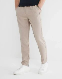River Island Textured Smart Joggers In Stone - Light For Men -Layered Clothes 208268621 3