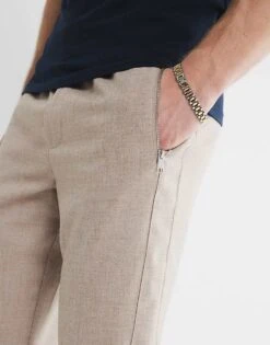 River Island Textured Smart Joggers In Stone - Light For Men -Layered Clothes 208268621 4