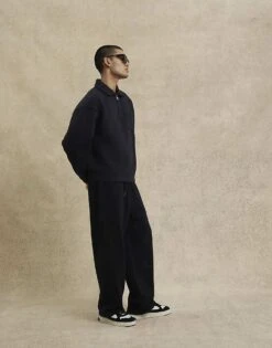 River Island Regular Fit Half Zip Sweatshirt In Black For Men -Layered Clothes 208268650 4