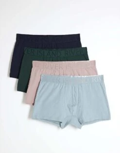 River Island Mixed Pastel Stretch Ri Trunks 4 Pack In Pink - Light For Men