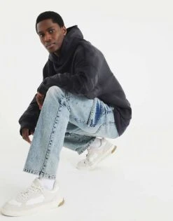 River Island Denim Cargo Relaxed Jeans In Blue - Medium For Men -Layered Clothes 208293478 4