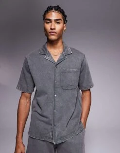 River Island Jersey Co-ord In Washed Black -Layered Clothes 208317661 1 black