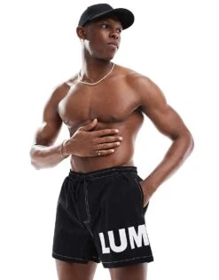 River Island Luminis Swim Shorts In Black For Men -Layered Clothes 208317720 1 black 1