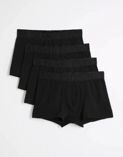River Island 4 Pack Cotton Stretch Ri Trunks In Black For Men -Layered Clothes 208322201 1 black 1