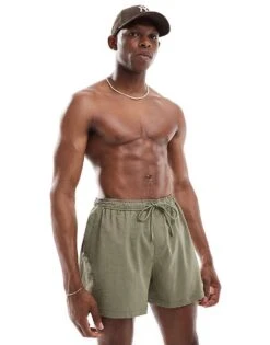 River Island Seersucker Swim Trunks In Light Khaki For Men 10 River Island Seersucker Swim Trunks In Light Khaki For Men -Layered Clothes 208329382 1 khaki 1