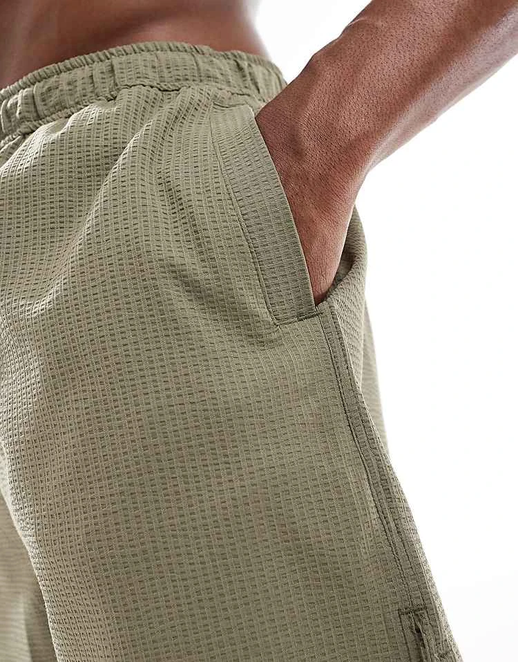 River Island Seersucker Swim Trunks In Light Khaki For Men 3 River Island Seersucker Swim Trunks In Light Khaki For Men - Image 2