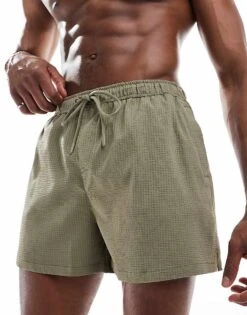 River Island Seersucker Swim Trunks In Light Khaki For Men 9 River Island Seersucker Swim Trunks In Light Khaki For Men -Layered Clothes 208329382 4