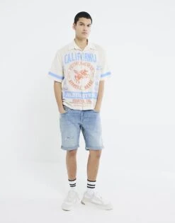 River Island Slim Fit Ripped Denim Shorts In Blue For Men -Layered Clothes 208395081 1 blue 1