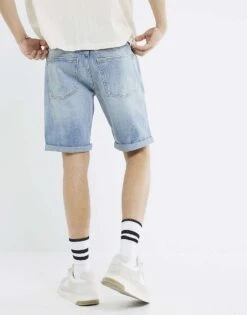 River Island Slim Fit Ripped Denim Shorts In Blue For Men -Layered Clothes 208395081 4
