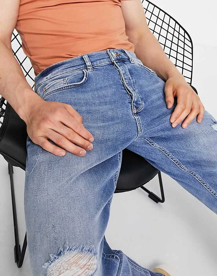 River Island Relaxed Fit Jeans In Light Blue For Men 6 River Island Relaxed Fit Jeans In Light Blue For Men - Image 4